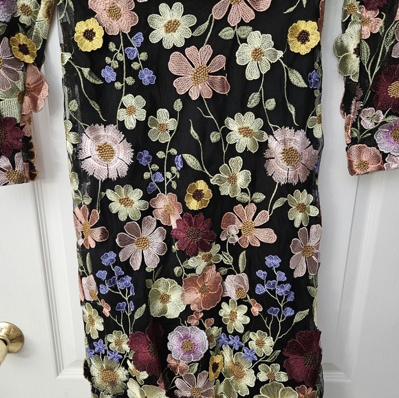 Mac Duggal Floral Embroidered Boat Neck Long Sleeve Midi Dress SZ 10 & 18 NWT - Picture 5 of 16